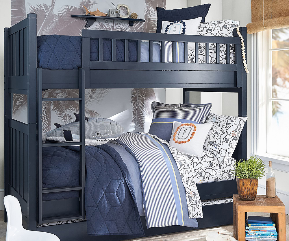 Blue twin over full best sale bunk bed
