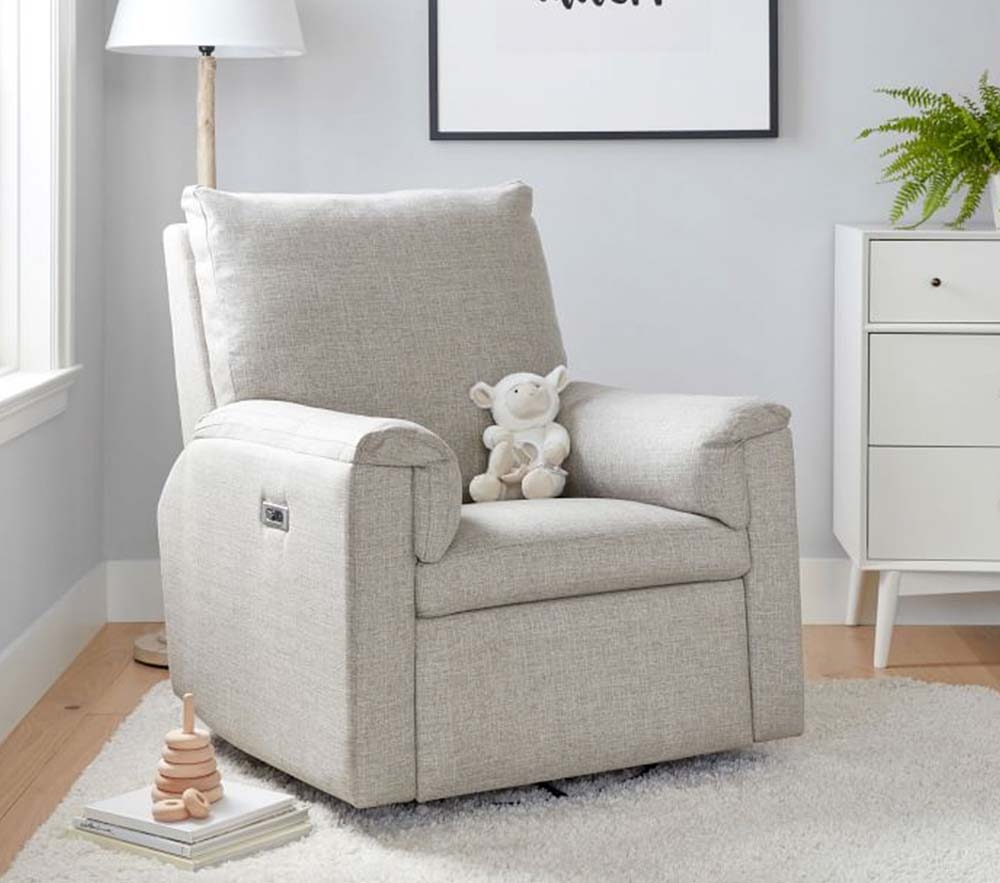 Dream Power Swivel Glider Recliner Chenille Tweed Light Gray