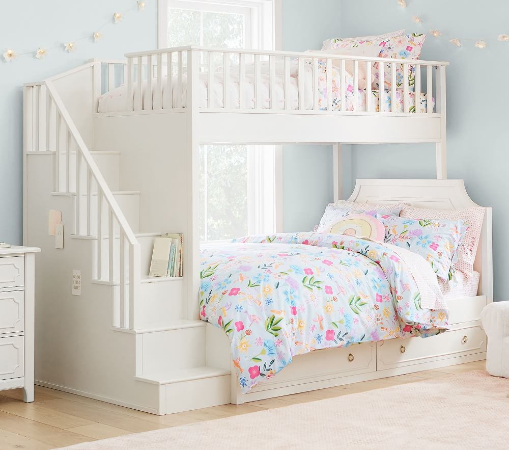 Girls bunk top bed with stairs