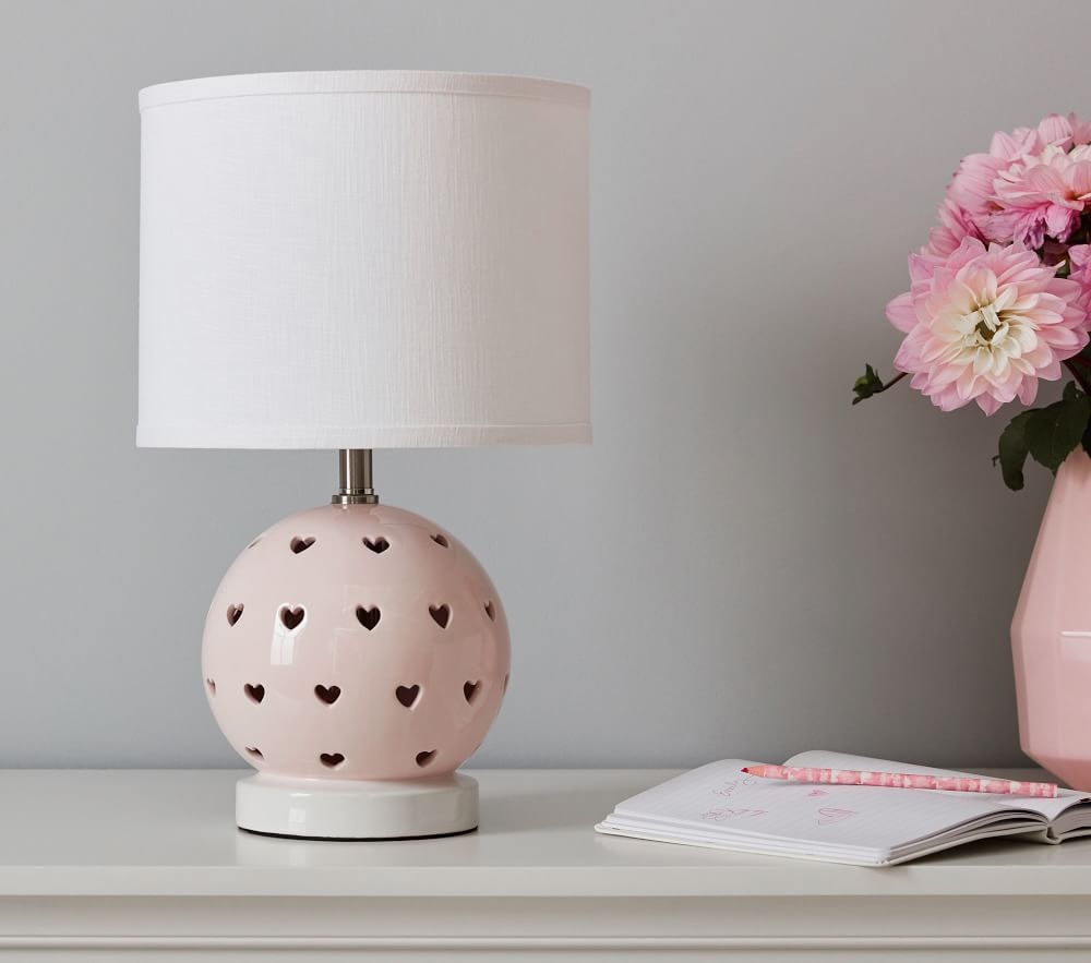 Shop Blush Ceramic Heart Cut Out 3 Way Table Lamp online Pottery