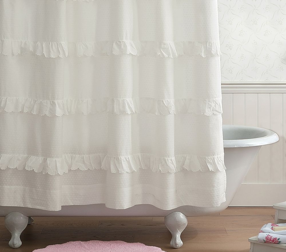 Shop LoveShackFancy Eyelet Ruffled Shower Curtain online Pottery