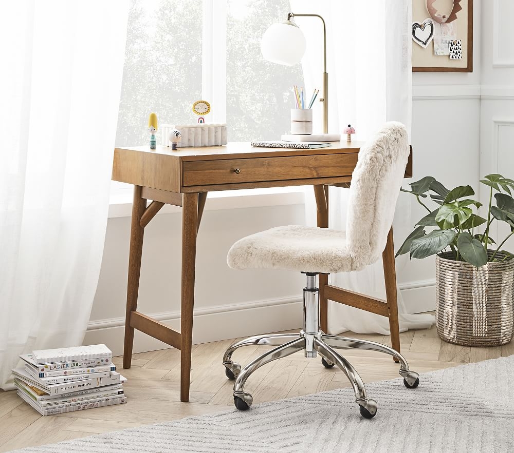 Pink upholstered desk chair top