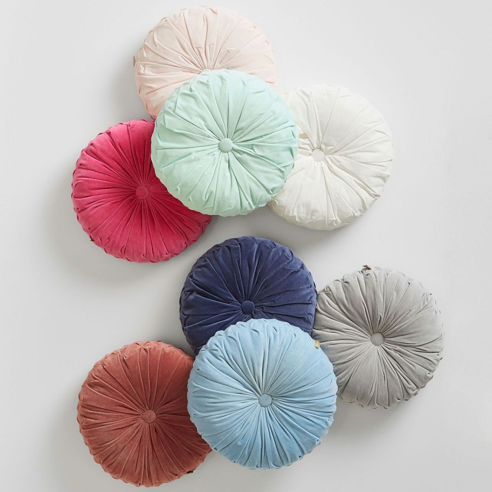 Shop Velvet Pleated Round Pillow online Pottery Barn Kids Kuwait