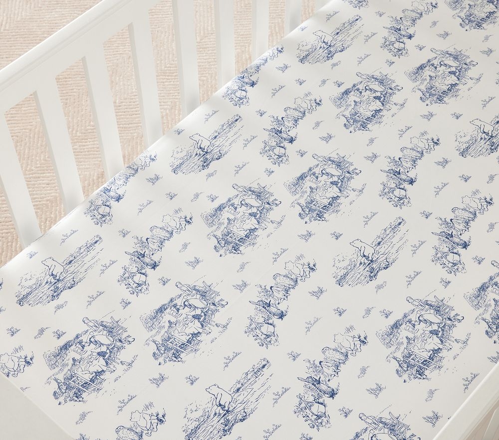 Disney s Winnie the Pooh Organic Toile Crib Fitted Sheet
